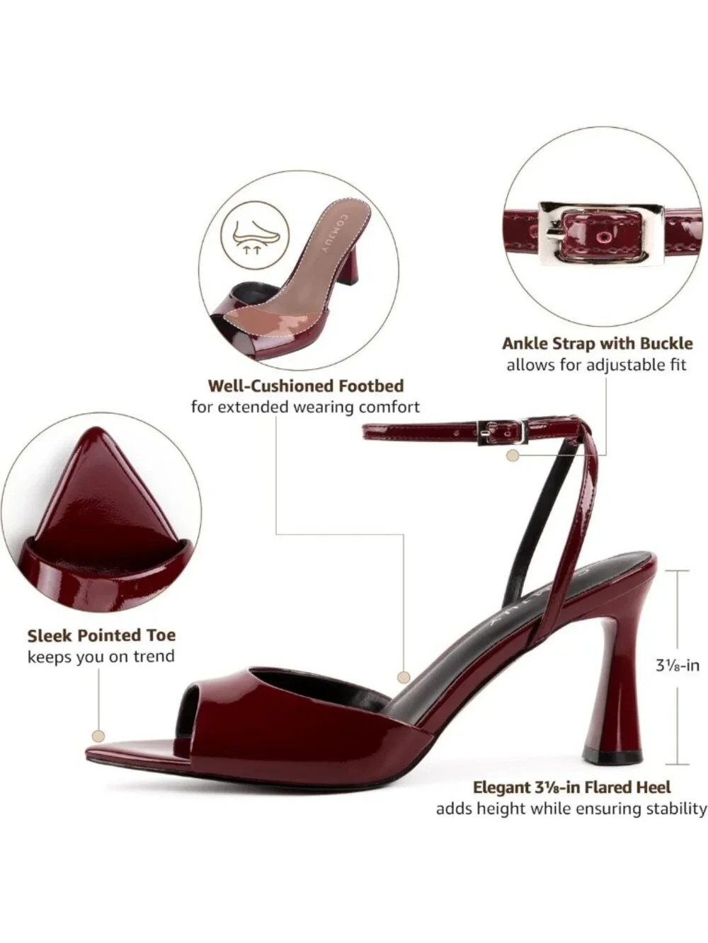 Chic Peep Toe High Heels for Women - Stylish Pointed Kitten Heeled Sandals